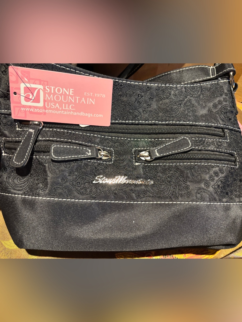 NWT Stone Mountain Black Crossbody Bag with two strap lengths